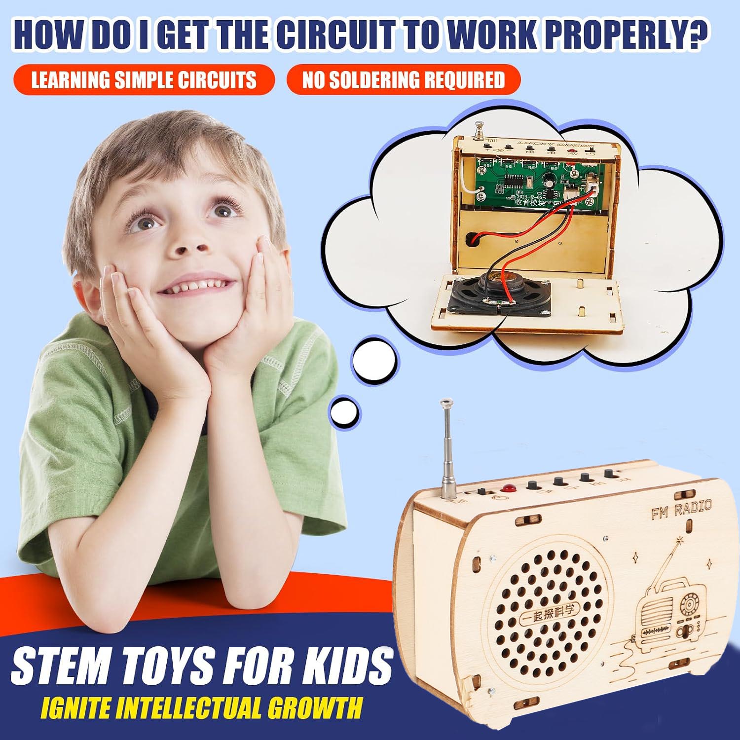 Electronics And Gadgets With Y - FM-radio-set voor kinderen, STEM-projecten, wetenschappelijk speelgoed,